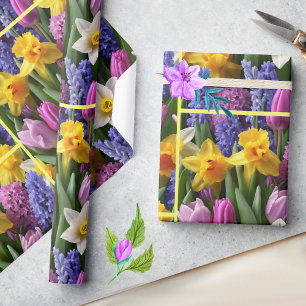 Celebrate Spring Flowers Sunny Daffodips Tulips Geschenkpapier
