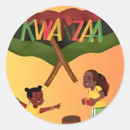 "Celebrate Unity: Eine fröhliche Kwanzaa-Ansammlun Runder Aufkleber