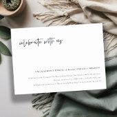 Celebrate With Us Calligraphy Engagement Invite Dankeskarte
