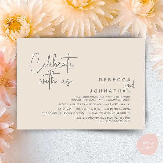 Celebrate with us, Modern Boho Wedding Reception Einladung