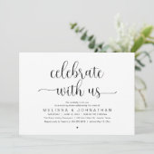 Celebrate With Us Modern Minimalist Wedding Dinner Einladung (Stehend Vorderseite)
