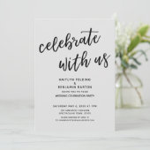 "Celebrate with us" Moderne Gray Wedding Party Einladung (Stehend Vorderseite)