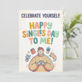 Celebrate Yourself Singles Day Illustration Feiertagskarte (Stehend Vorderseite)