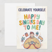 Celebrate Yourself Singles Day Illustration Feiertagskarte (Vorne/Hinten)