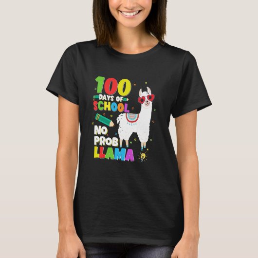 Celebrating 100 Days Of School NoProb Llama Kids T T-Shirt (Vorderseite)