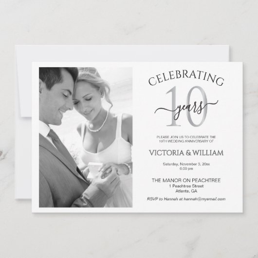 Celebrating 10 Years Photo Ruby Anniversary Party Einladung (Vorderseite)