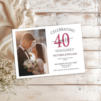 Celebrating 40 Years Photo Ruby Anniversary Party Einladung