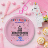 Celebrating 4th of July light pink Pappteller (Party)