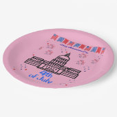 Celebrating 4th of July light pink Pappteller (Schrägansicht)