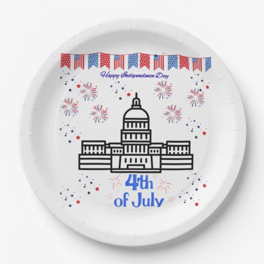 Celebrating 4th of July  Pappteller (Vorderseite)