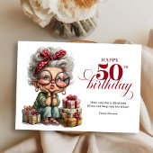 Celebrating 50 funny lady birthday greeting card einladung