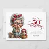 Celebrating 50 funny lady birthday greeting card einladung (Vorderseite)