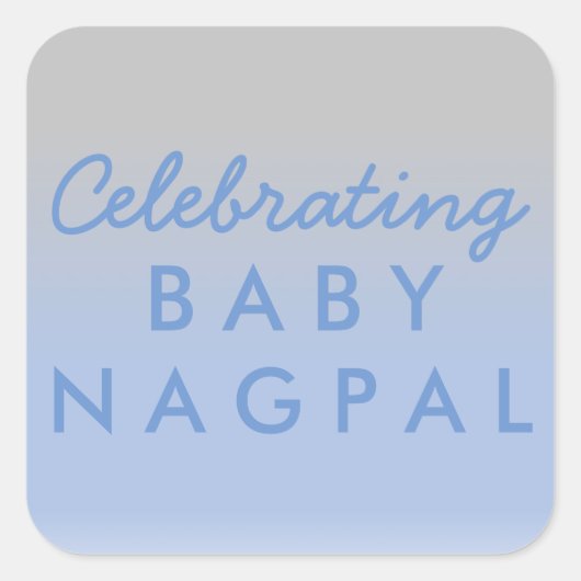 Celebrating Baby Blue Silver Ombre Showsticker Quadratischer Aufkleber (Vorderseite)