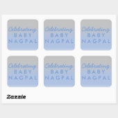 Celebrating Baby Blue Silver Ombre Showsticker Quadratischer Aufkleber (Blatt)