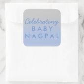 Celebrating Baby Blue Silver Ombre Showsticker Quadratischer Aufkleber (Tasche)