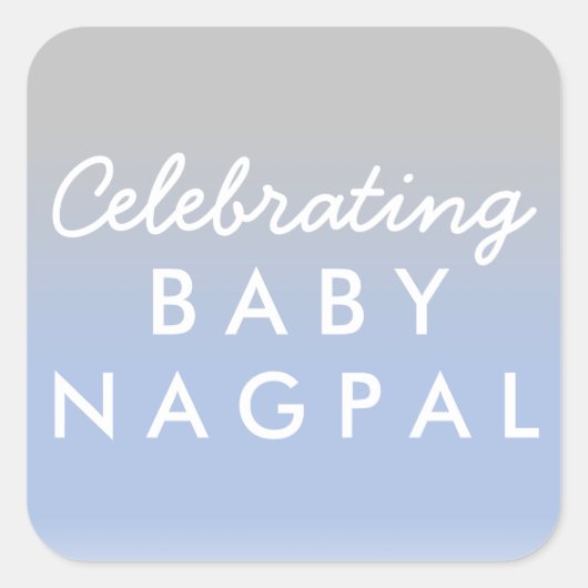 Celebrating Baby Blue Silver Ombre Showsticker Quadratischer Aufkleber (Vorderseite)