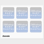 Celebrating Baby Blue Silver Ombre Showsticker Quadratischer Aufkleber (Blatt)