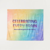 Celebrating Every Brain Neurodivergent Pride Wandteppich (Vorderseite (Horizontal))