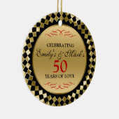 Celebrating - Golddiamanten und rote Wirbel Keramikornament (Rechts)