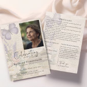 Celebrating Life Lavander Butterfly Photo Funeral Programm