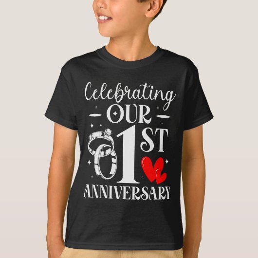 Celebrating Our 1st Wedding Anniversary 1 Year Of T-Shirt (Vorderseite)