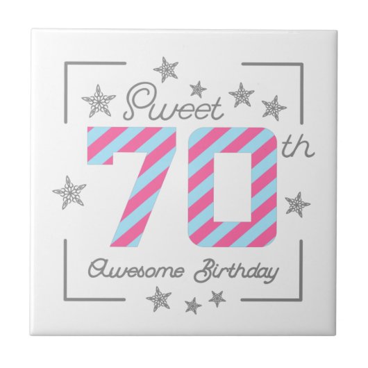 Celebrating Sweet 70th Awesome Birthday Fliese (Vorderseite)