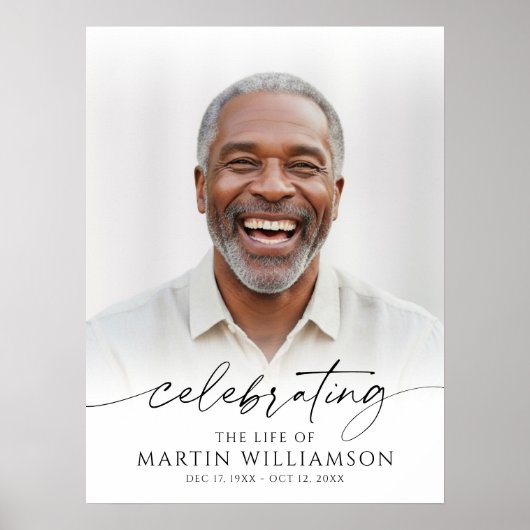 Celebrating the Life of Name Photo Script Memorial Poster (Vorne)