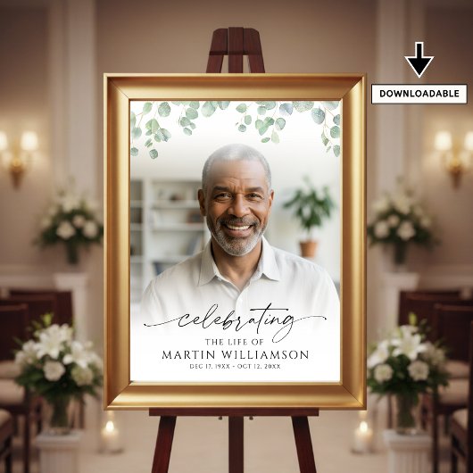 Celebrating the Life Photo Botanical Welcome Sign Poster