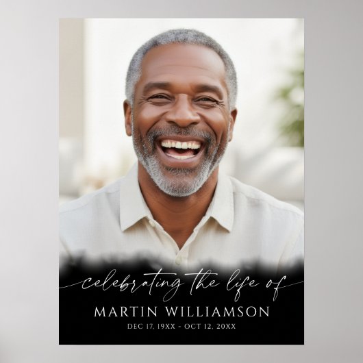 Celebrating the Life Photo Modern Script Memorial Poster (Vorne)