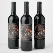 Celebration Blush Rose Gotische Gastgeschenk Hochz Weinetikett (Flaschen)