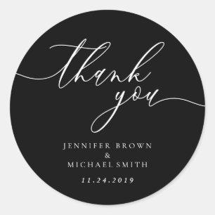 Celebration Branding Geschenk Schwarz Danke Runder Aufkleber