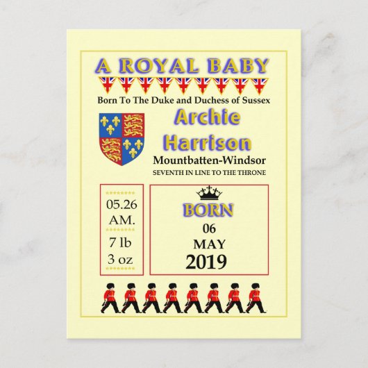 Celebration Cards Royal Baby Einladungspostkarte (Vorderseite)