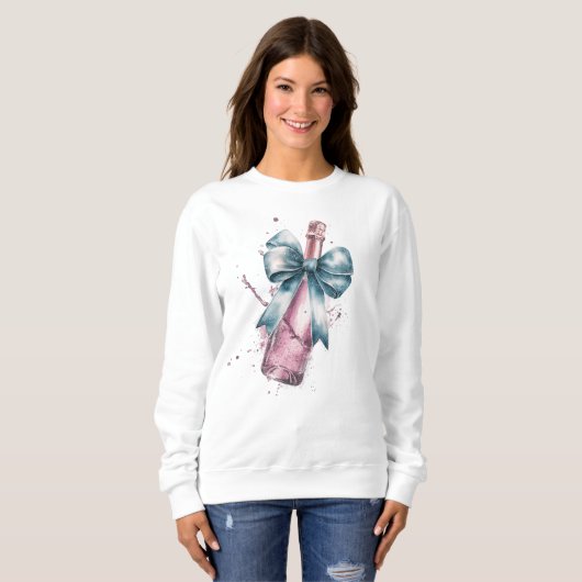 Celebration Champagne Coquette Bow Valentine's Sweatshirt (Vorne ganz)
