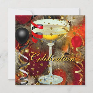 Celebration Champagne Partys Black Red Einladung