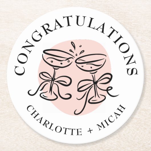 Celebration Cheers Doodle Runder Pappuntersetzer (Vorderseite)