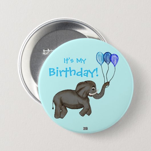 Celebration Elephant (blau) Button (Vorne & Hinten)