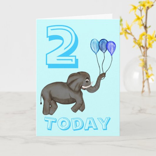 Celebration Elephant (blau) Karte (Gelbe Blume)