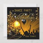 Celebration Gold Dance Party Diskothek Ball Event Einladung (Vorderseite)