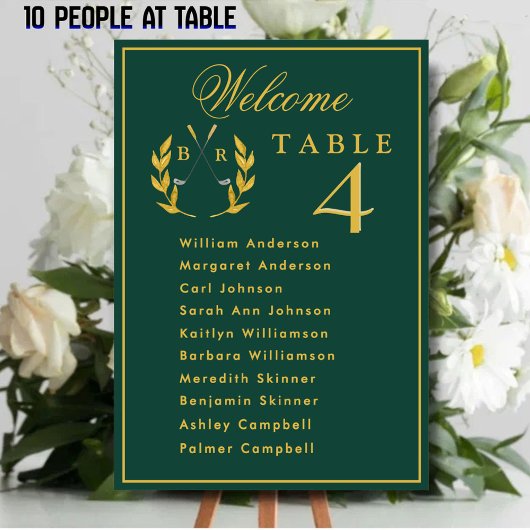 Celebration Golf Wedding Seating 10 Guest Names Tischnummer