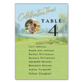 Celebration Golf Wedding Seating 8 Guest Names Tischnummer (Vorderseite)