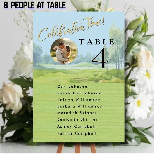 Celebration Golf Wedding Seating 8 Guest Names Tischnummer