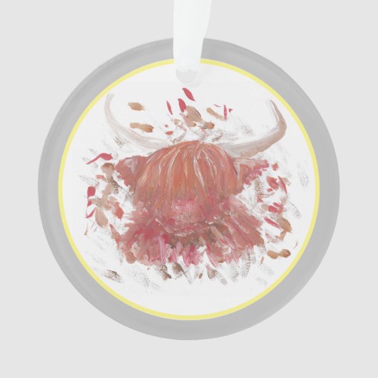 Celebration Highland Cow Happy Scottish Gray Ornam Ornament (Vorderseite)