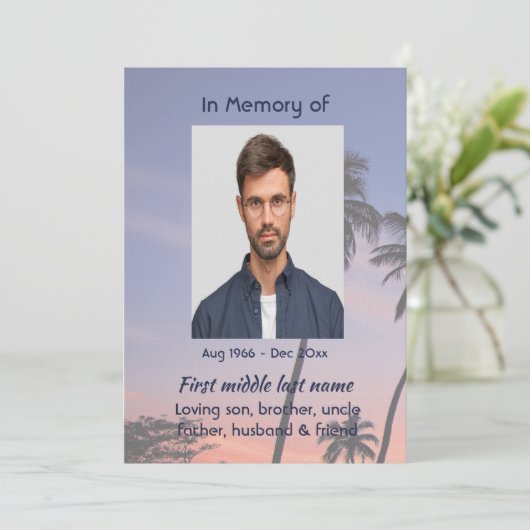 Celebration Life Service Tropical Beach Paradise Einladung (Stehend Vorderseite)