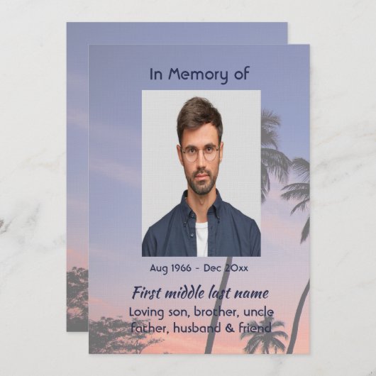 Celebration Life Service Tropical Beach Paradise  Einladung (Vorne/Hinten)