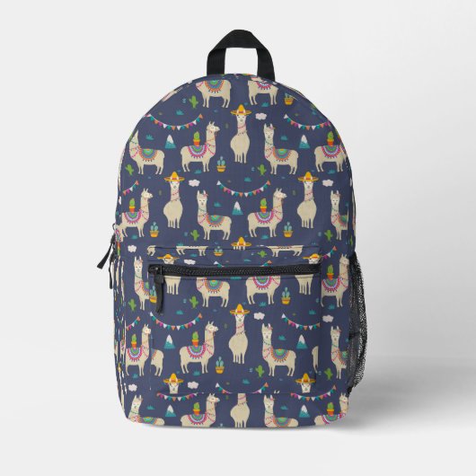 Celebration Llama Pattern Bedruckter Rucksack (Vorderseite)