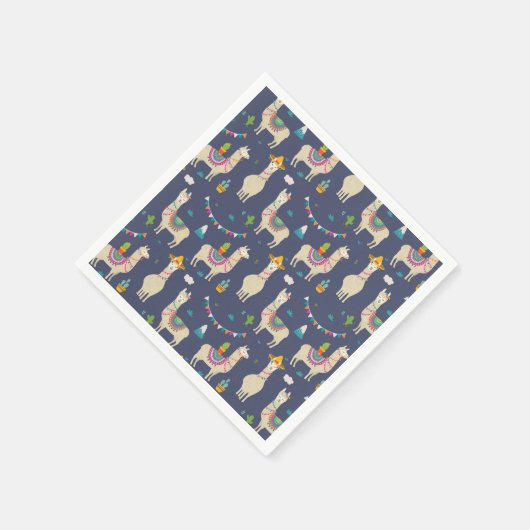 Celebration Llama Pattern Serviette (Ecke)