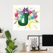 Celebration Monogram Letter J with Balloons Poster (Heimbüro)
