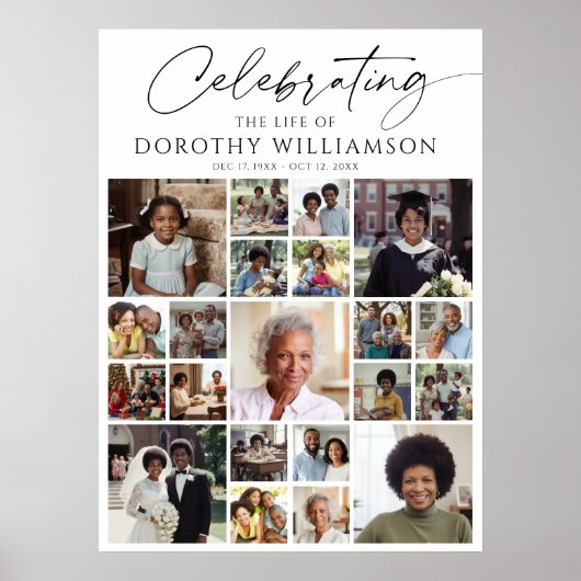 Celebration of Life 21 Photo Collage Memorial Poster (Vorne)