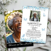 Celebration Of Life 2 Photos Funeral Blue Floral Einladung