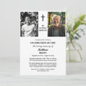 Celebration Of Life 2 Photos Funeral White Einladung (Stehend Vorderseite)